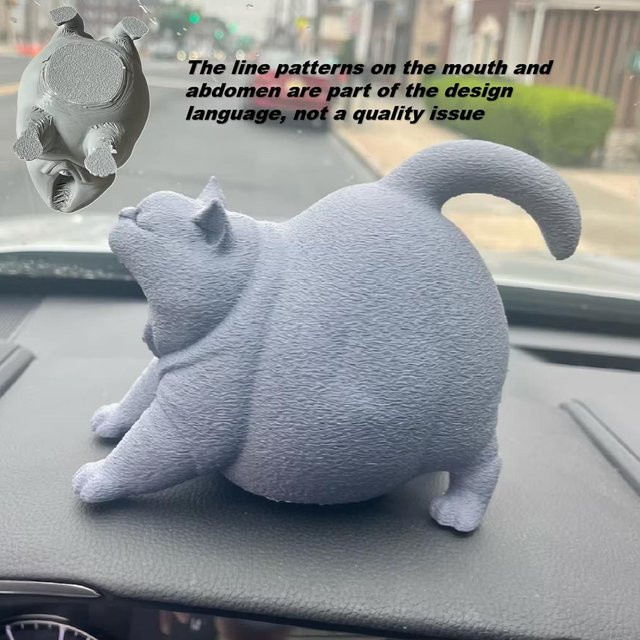 KingsPen Gähnende Katzenstatue aus Kunststoff in Grau als Schreibtischdekoration - Bild 1