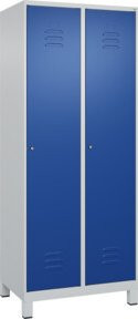 C+P Wäsche-Spind Classic PLUS mit 2 Abteilen und Zylinderschloss, Stahl, grau/blau, H x B x T: 195 x 80 x 50 cm - Bild 1