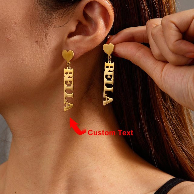 Ohrringe Edelstahl, Gold, Herz, Damen - Bild 1