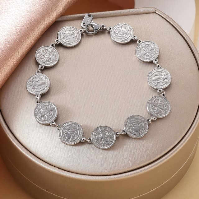 YILUOCD Medaillenarmband, Edelstahl, Silber, Unisex - Bild 1