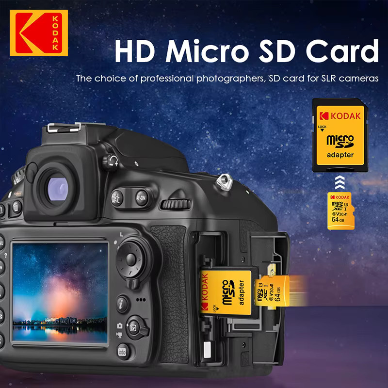 Kodak Micro SD-Karte Klasse 10 U3 4K Hochgeschwindigkeits-Speicherkarte 512GB Gelb - Bild 3