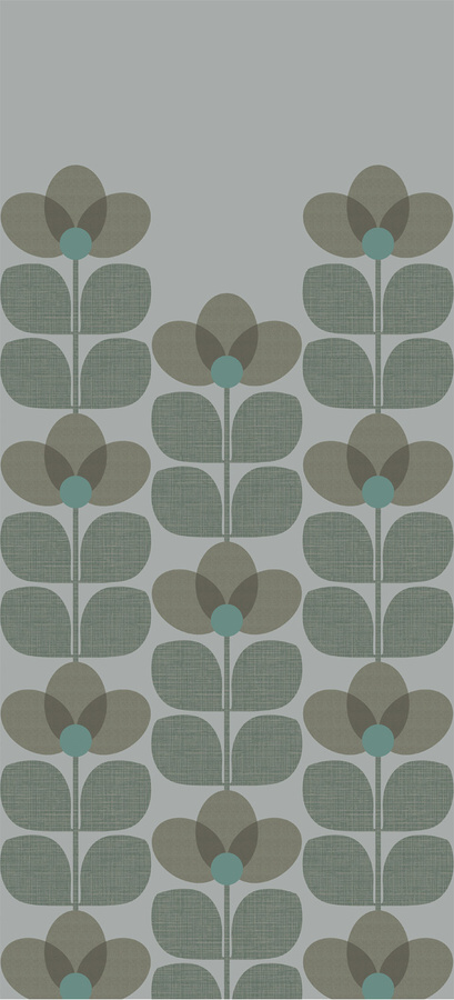 Isidore Leroy Mural Flower Sauge Wandtapete mit botanischem Mid-Century Design in Grün aus Vlies - Bild 1