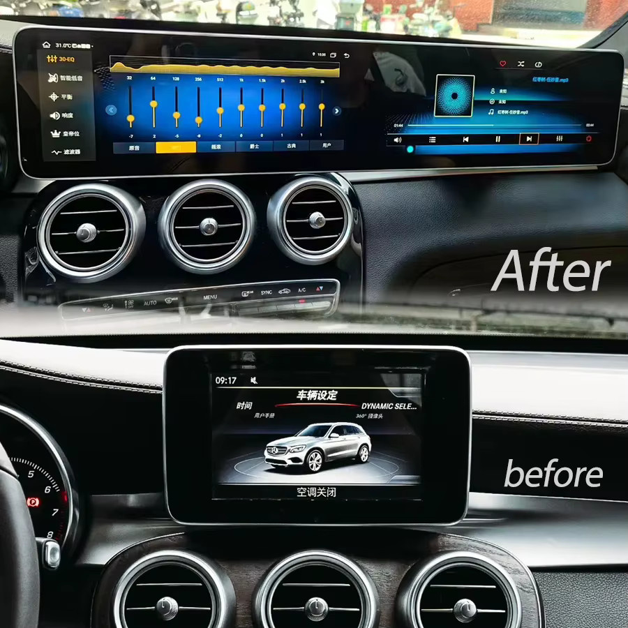 NAVIRIDER Dual Screen Android Carplay Autoradio mit Navigation und GPS für Mercedes Benz C GLC NTG 5.0 5.5 6.0 2016-2022, 12,3 Zoll, Schwarz - Bild 2
