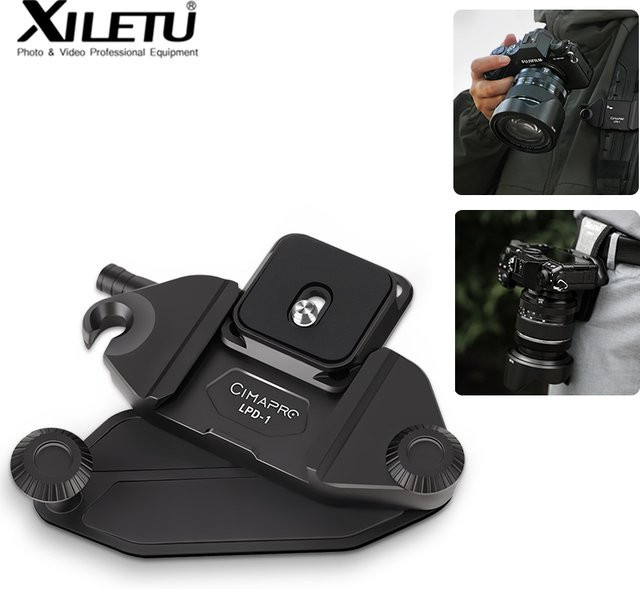 XILETU Cimapro Rucksack-Kamera-Clip mit universeller Arca Swiss Schnellwechselplatte für DSLR, Sony und Nikon, Schwarz - Bild 1