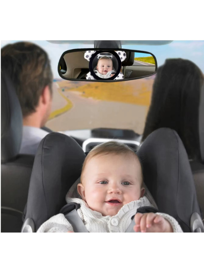 Rücksitz-Spiegel für Babys zur Überwachung des Kindersitzes in Schwarz-Weiß - Bild 2