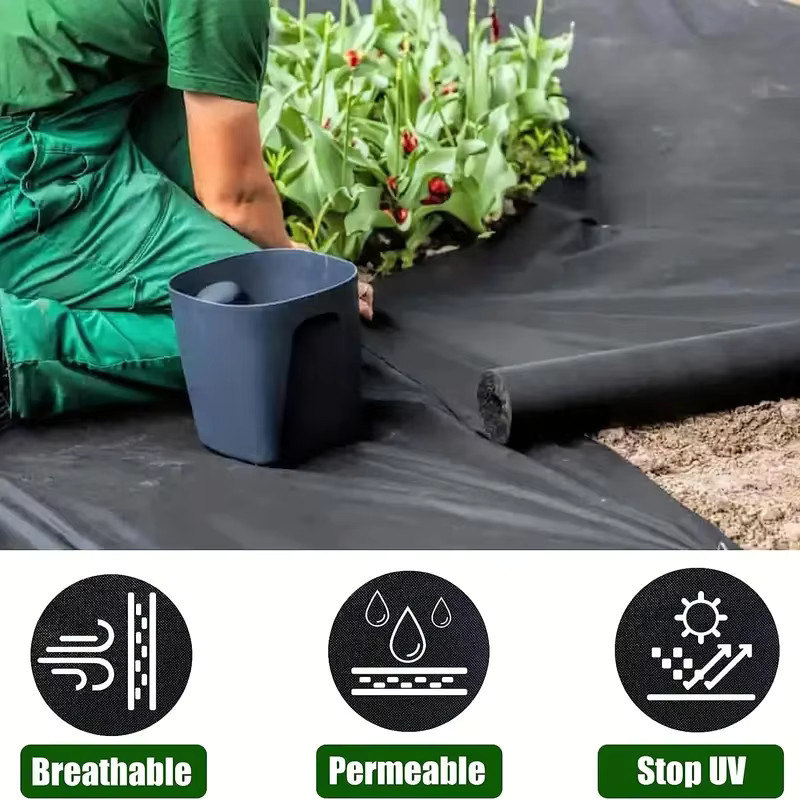 Schwarze Unkrautvlies Matte aus Polypropylen als Heavy Duty Gartenabdeckung für Blumen, Gemüse und Hochbeete - Bild 4