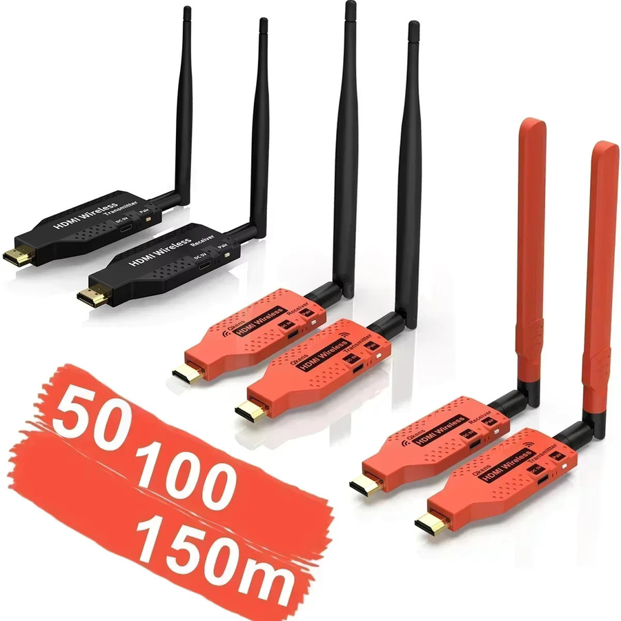 Qkens Drahtloser HDMI Extender Sender und Empfänger Set für Videoübertragung bis zu 150m mit 50m Anzeigeadapter für Kamera, STB, DVD und PC an TV-Monitor - Bild 2