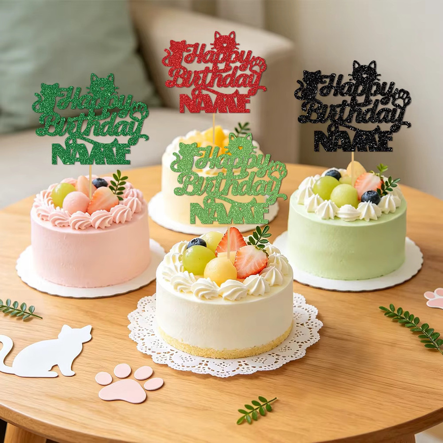 WEIGAO Glitzernder Happy Birthday Kuchenaufsatz aus Kunststoff als Tortendekoration für Erwachsene - Bild 4