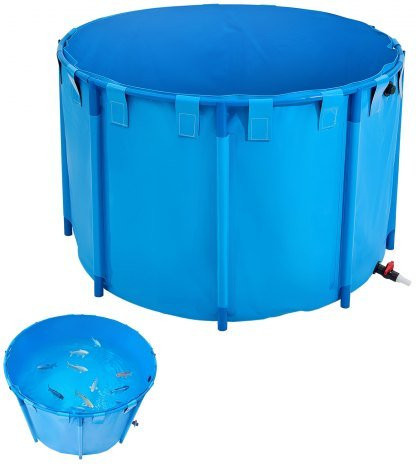 VEVOR Canvas Fischteich in Blau, faltbarer PVC Koi-Tank mit stabilem Gestell und Ablassventil, runder Goldfischteich für Aquakultur und Zucht, Kapazität: 1700 l - Bild 1