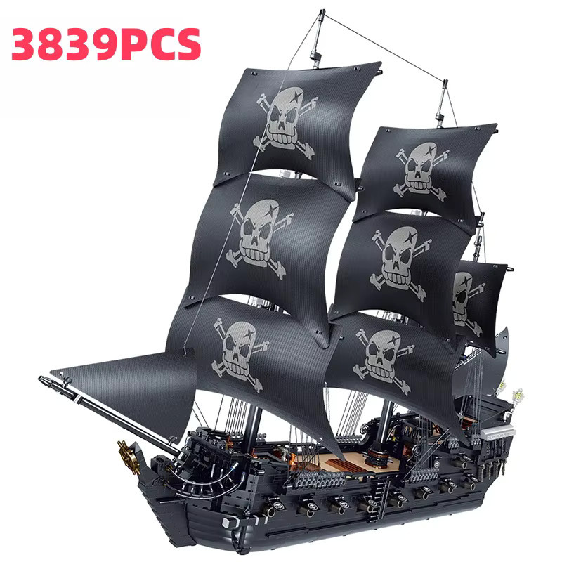 CETYL Piraten Schiff Sturm Geist Modellbausatz aus 3839 Bausteinen in Schwarz - Bild 2