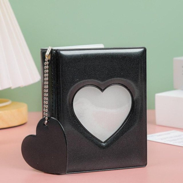 MTMA Fotokartenhalter in Herzform mit 32 Taschen für Mini-Idol-Bilder und Fotoalben, Schwarz - Bild 1