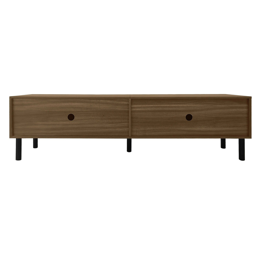 okwish TV Schrank mit Türen und Stauraum in Schwarz und Holzfarbe, B/T/H: 170 x 38 x 47 cm - Bild 2