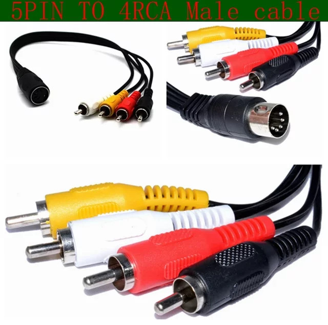 BSN Audiokabel mit 5-Pin-DIN-Stecker auf 5-Pin-DIN-Buchse und 4 x RCA-Phono-Stecker, Längen: 50 cm und 150 cm - Bild 1