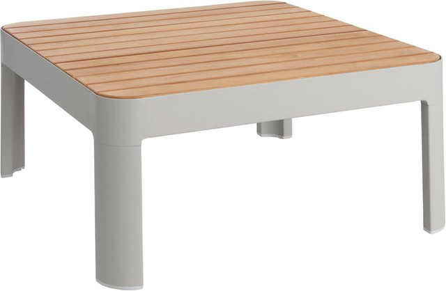 VEGA Outdoor Beistelltisch Amalfia quadratisch mit Teakholzplatte und hellgrauem Gestell B/T/H: 72 x 72 x 33 cm - Bild 1