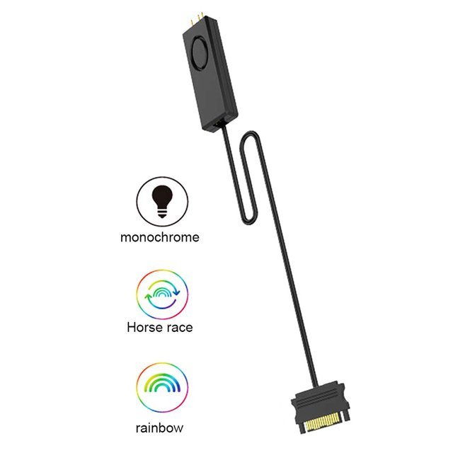AuyiHomu ARGB-Controller SATA zu 3PIN Adapter für PC-Gehäuse und LED-Streifen, Schwarz - Bild 1