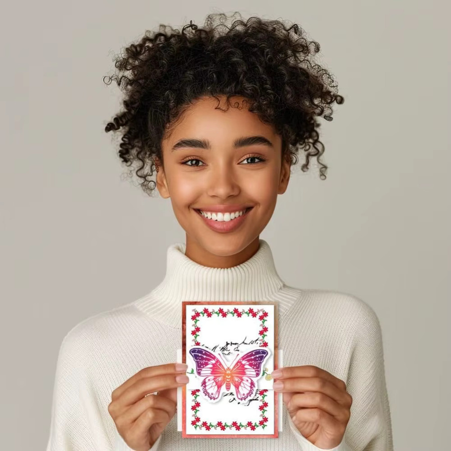 Transparente Silikonstempel Set mit Blumen, Rosen, Gänseblümchen und Schmetterlingen für Journaling und Bastelarbeiten - Bild 3