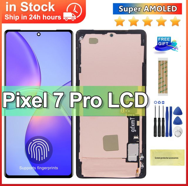 Google Pixel 7 Pro OLED-Bildschirm mit Rahmen, LCD-Display Ersatzteil in Schwarz - Bild 1