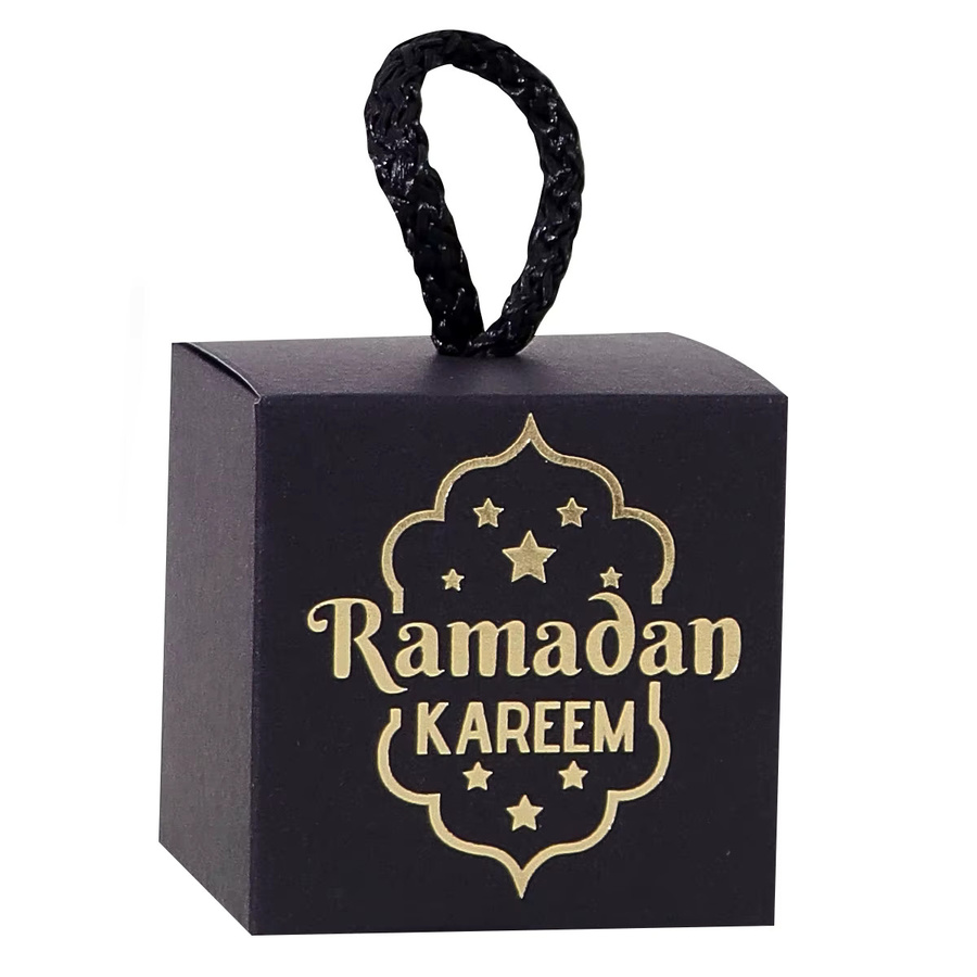 10er Set Geschenkboxen aus Papier mit Diamant-Eid-Motiven und Griffen, Farbe: Weiß, B/T/H: 5,5 x 5,5 x 5,5 cm - Bild 6