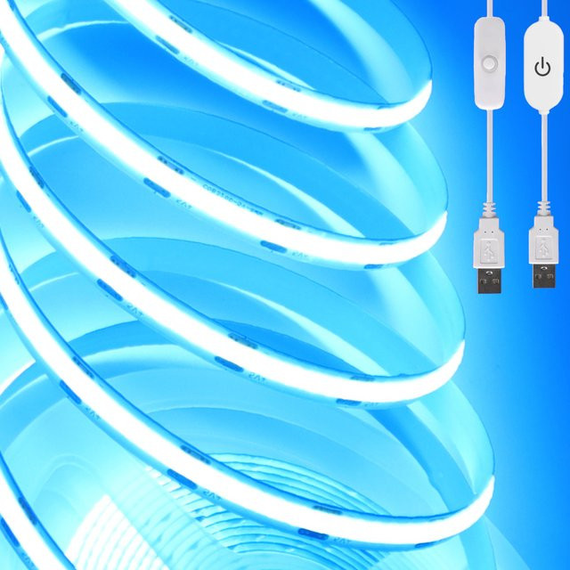 GAHADA COB LED-Streifen RGB mit USB-Stromversorgung, dimmbar und selbstklebend, Weiß/Rot/Blau/Grün - Bild 1