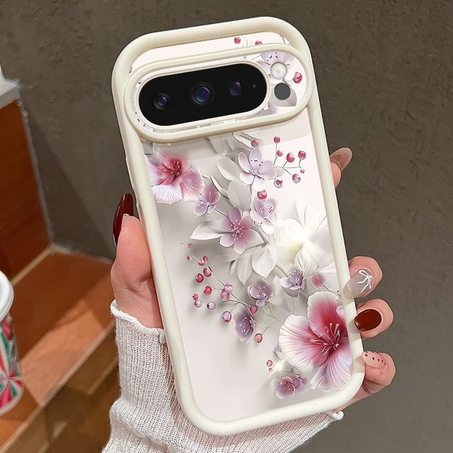 Stoßfeste TPU-Handyhülle von MOESOE mit Pfirsichblüten-Muster für Google Pixel 10 9 8 7 Pro XL 7A 8A 9A in Braun und Mehrfarbig - Bild 1