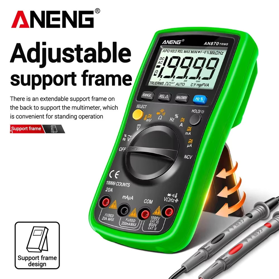 ANENG AN870 Smart Digital Multimeter mit 19999 Counts, AC Spannungstester, NCV, Kapazität und Widerstand Messgerät in Grün - Bild 3