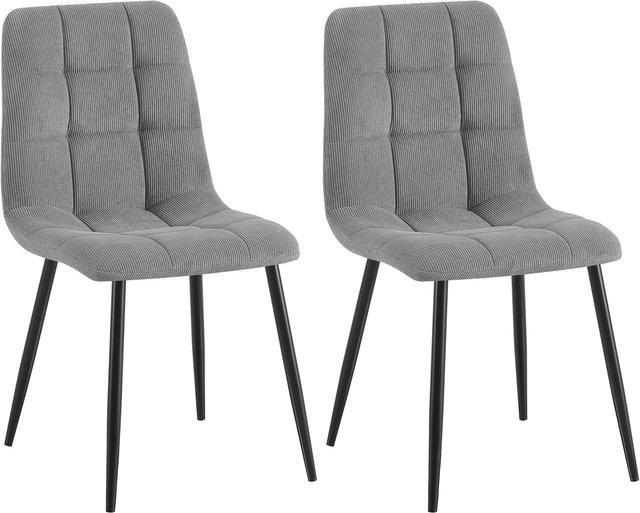 CLP 2er Set Esszimmerstühle Tilde, moderne Polsterstühle mit gestepptem Bezug und Metallgestell in Grau, bis 150 kg belastbar - Bild 1