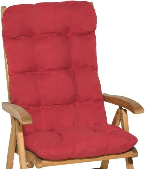 Beautissu Flair HL Hochlehner Sitzkissen in Rot mit UV-Beständigkeit B/T/H: 120 x 50 x 8 cm - Bild 1