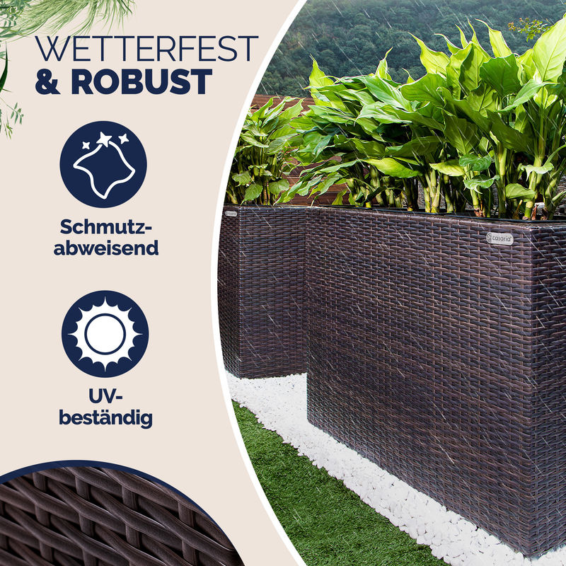CASARIA Polyrattan Blumentopf Braun rechteckig B/T/H: 83 x 30,5 x 60 cm - Bild 2
