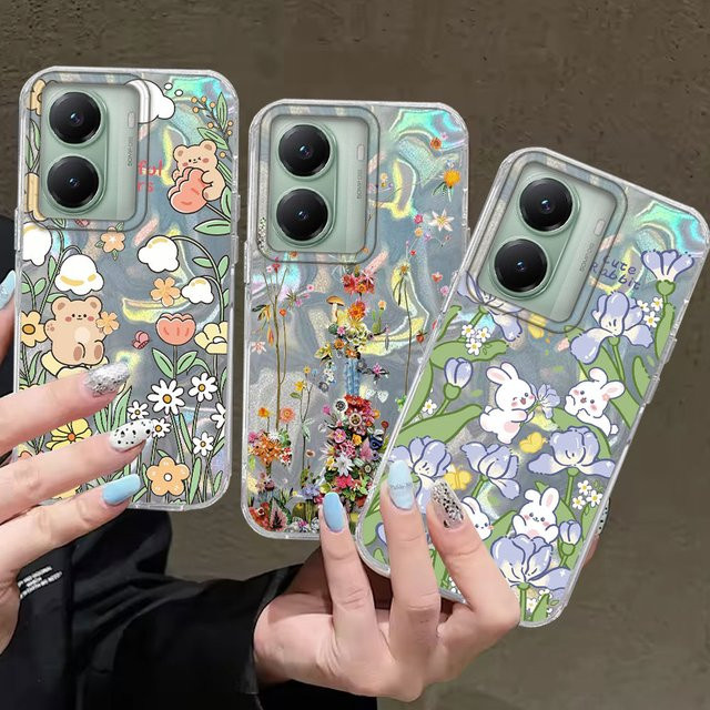 Handyhülle FunYudas für Xiaomi Poco X7 X6 X5 M6 C65 C61 M5S 13T 14T Pro 11 Lite in Lila mit Blumen und Kaninchen Design - Bild 1