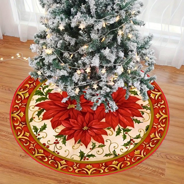 VIKAMA Weihnachtsbaumrock mit rundem Kissen in Multicolour und floralem Design - Bild 1