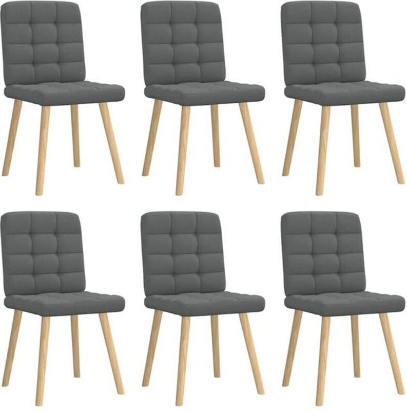 6er Set Esszimmerstühle im skandinavischen Design von vidaxl in Anthrazit und Grau aus Stoff - Bild 1