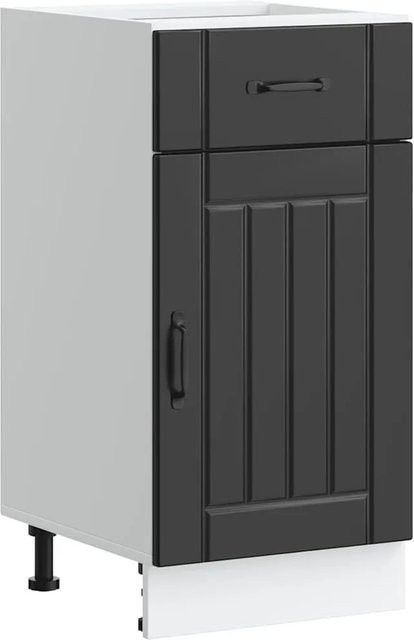 vidaXL Küchen-Unterschrank Lucca Schwarz aus Holzwerkstoff mit Türen und Schubladen, B/T/H: 46 x 40 x 81,5 cm - Bild 1