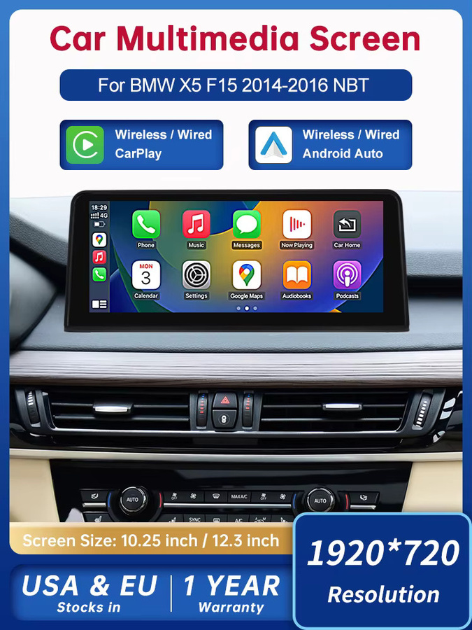 Road Top Multimedia-Player mit 10,25 Zoll Linux Display und GPS für BMW X5 F15 2014-2016 NBT EVO, Carplay Touchscreen, Schwarz - Bild 6