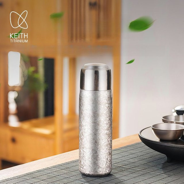 KEITH Vakuumisolierte Titan Tasse in Silber, 430ml Doppelwandige Thermoskanne für heiße und kalte Getränke - Bild 1