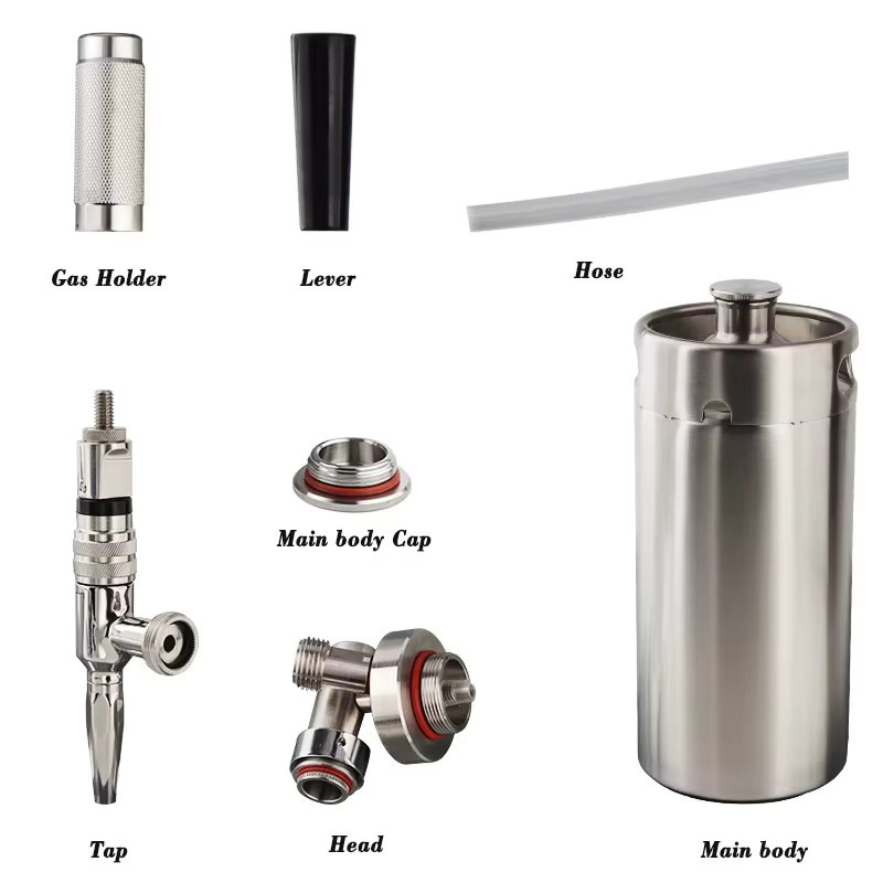ELECQUEEN Nitro Cold Brew Coffee Barrel mit Zapfhahn, Mini-Growler-Set in Silber, 2 l oder 3,6 l - Bild 4