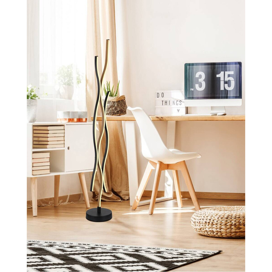 GLOBO Stehlampe modern in Mattschwarz mit Opal-Diffusor aus Metall und Kunststoff, Höhe: 135 cm, Durchmesser: 20 cm - Bild 2