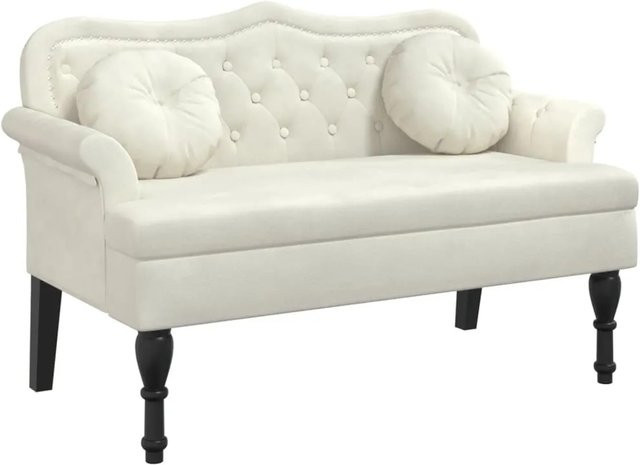 vidaXL Sitzbank mit Kissen in Beige aus Samt, B/T/H: 120,5 x 65 x 75 cm - Bild 1