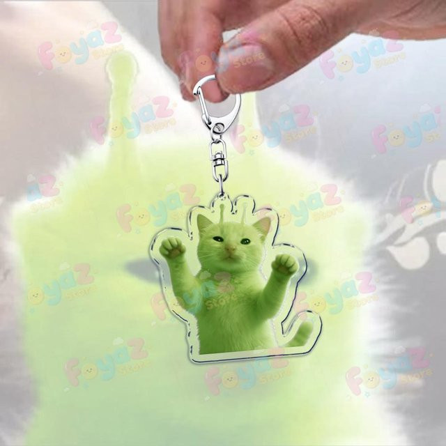 CHIC STUDIO Schlüsselanhänger, Alien-Katzen-Meme, Grün, Unisex - Bild 1