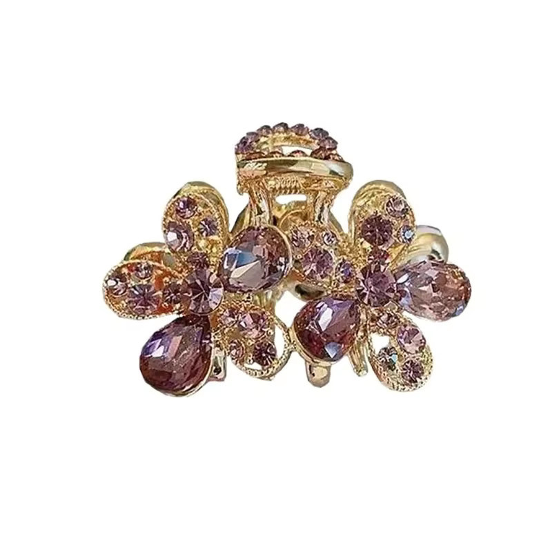 HIYAYZ Haarspange Blume mit Strass, Lila, Damen - Bild 2