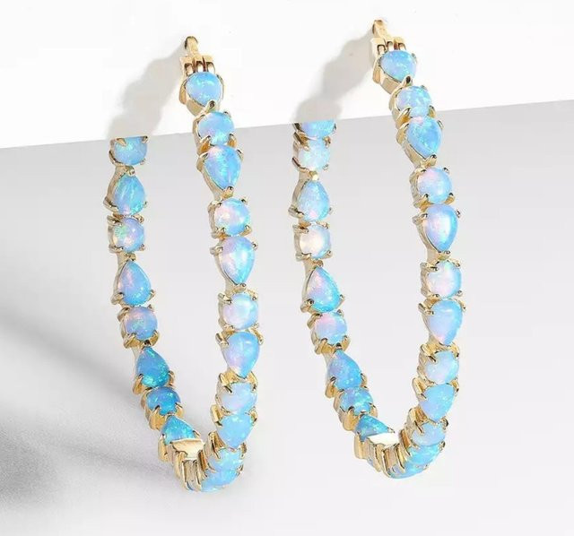 YoYo Ohrringe, Wassertropfen, Opal, Gold, Damen - Bild 1