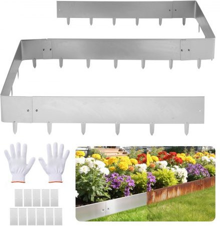 VEVOR Rasenkante aus Cortenstahl im 10er-Pack, Beeteinfassung und Beetumrandung für Blumenbeete und Gartenwege, B/H: 100 x 23 cm - Bild 1