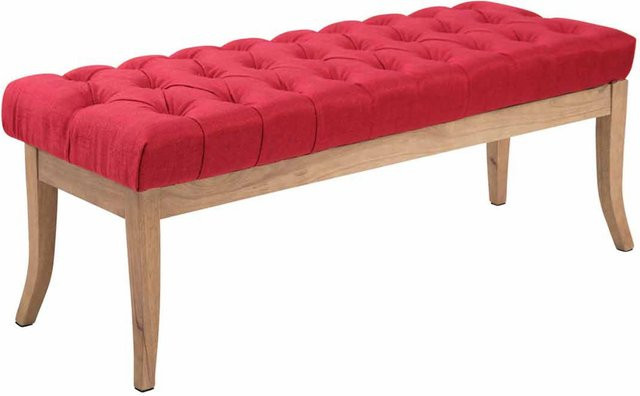 TPFLiving Sitzbank Romeo Chesterfield aus Stoff in Rot, Breite: 120 cm - Bild 1