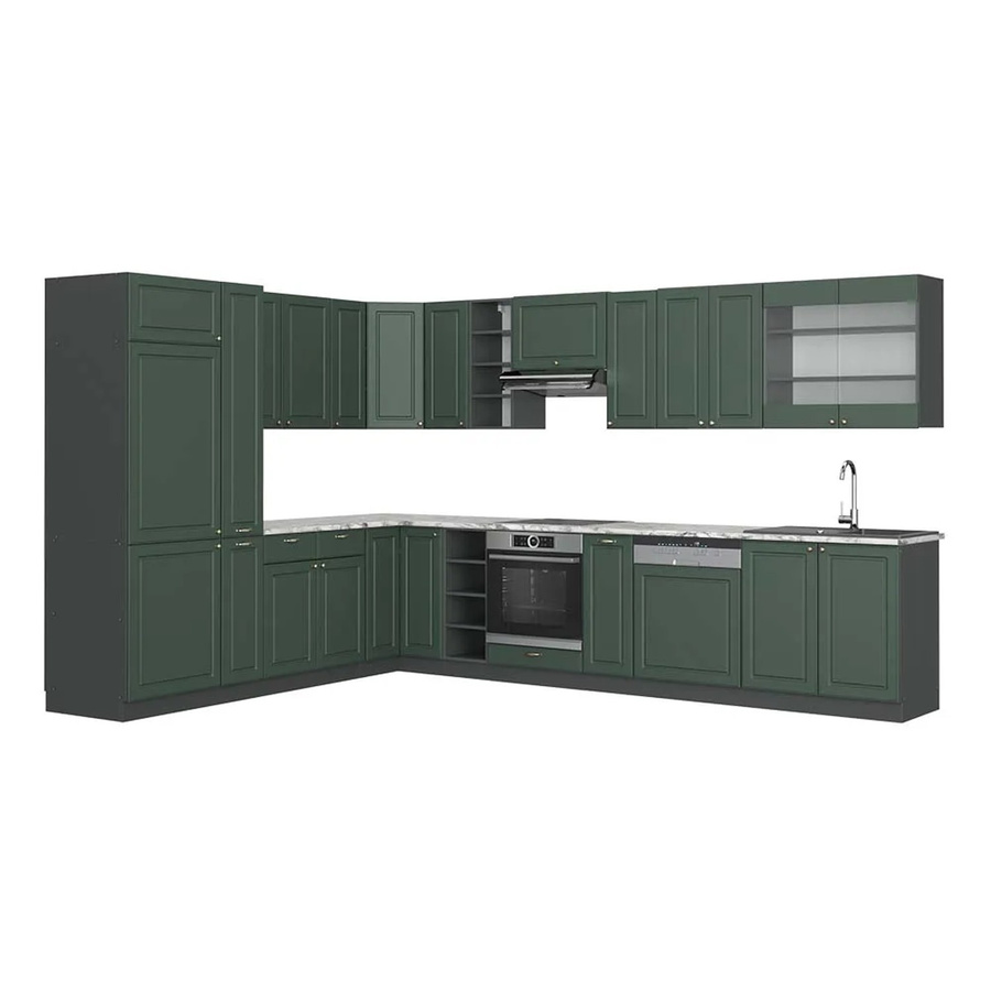 Vicco Fame-Line Eckküche im Landhausstil in Grün und Anthrazit mit Marmor-Optik, B/T/H: 347 x 257 x 82 cm - Bild 2