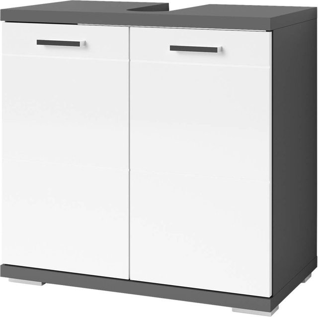 byLIVING Waschbeckenunterschrank NEBRASKA in Anthrazit und Weiß mit Hochglanz-Finish, B/H/T: 60 x 59 x 31,5 cm - Bild 2