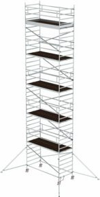 MUNK Rollgerüst aus Aluminium in Silber mit Ausleger und Doppel-Plattform, Plattformhöhe: 10,35 m, Breite: 135 cm, Länge: 300 cm - Bild 1
