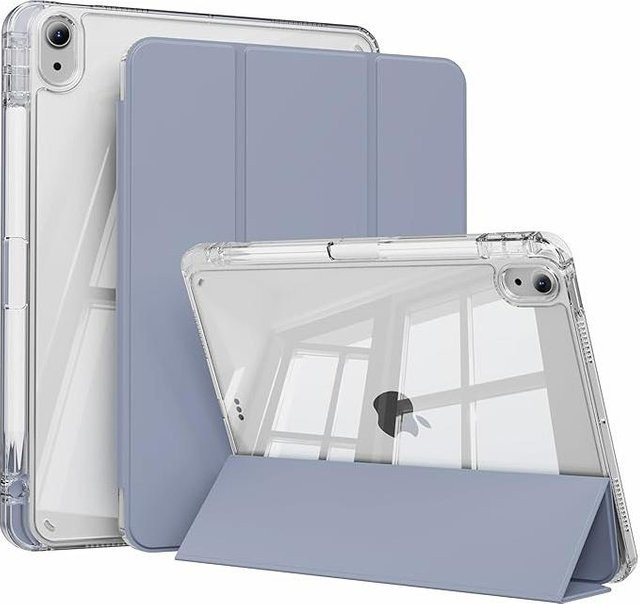 QINGLONG GOODS Harte Acrylhülle für iPad 11. Generation 2025 und iPad 10. Generation 10,9 Zoll mit Stifthalter und klarer Rückseite, Transparent - Bild 1