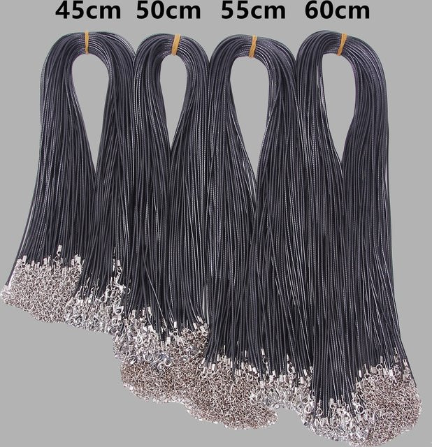 Schwarz Leder Seil Wachsschnur mit Karabinerverschluss, Unisex - Bild 1