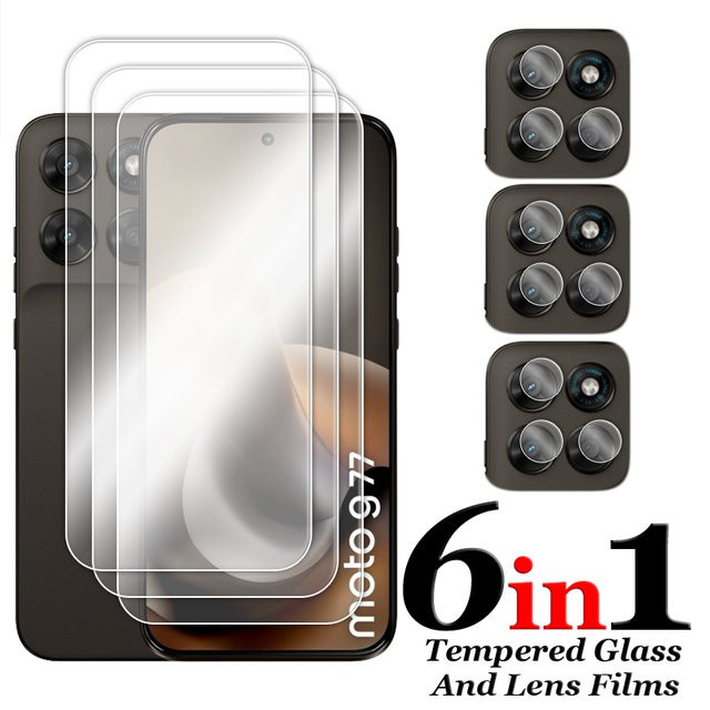 Motorola Moto G77 G67 G57 Power Displayschutz aus gehärtetem Glas und Objektivfolie, transparent - Bild 1