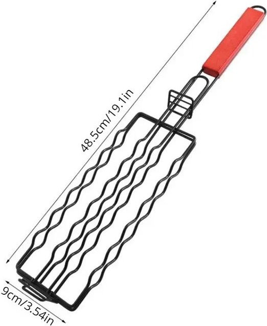 Kebabhalter Grillkorb aus Edelstahl in Schwarz von Yiran Furniture für BBQ Fleisch und Gemüse - Bild 1