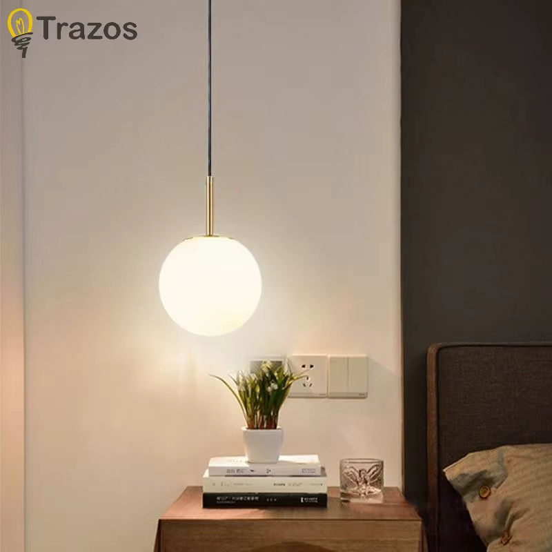 TRAZOS Pendelleuchte Nordic Design Kugelleuchte in Gold und Weiß für Esszimmer und Café - Bild 2